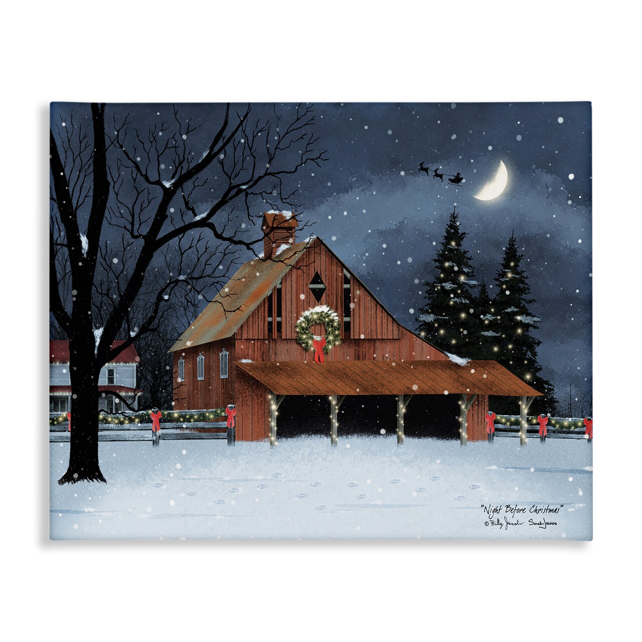 Stupell Industries Night Before Christmas Barn Canvas Wall Art Design by Billy Jacobs